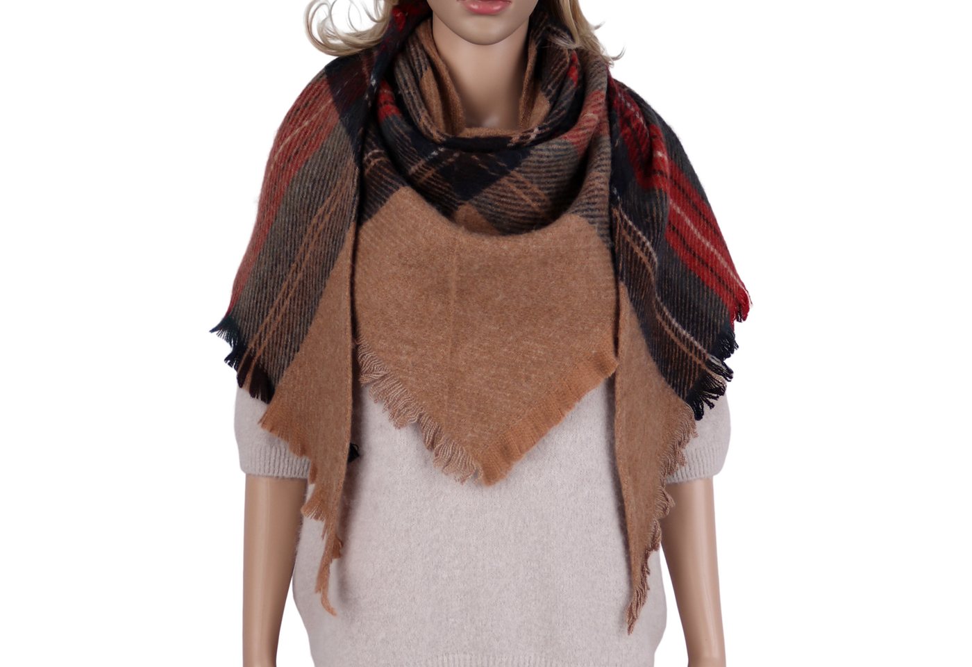 MIRROSI Dreieckstuch kuschliger und warmer Dreiecksschal Kariert Karo, (Kariert Muster, Neue Kollektion Herbst/Winter 2025), Trendiges Karo-Design, wärmend & weich XXL ca. 95x200cm von MIRROSI