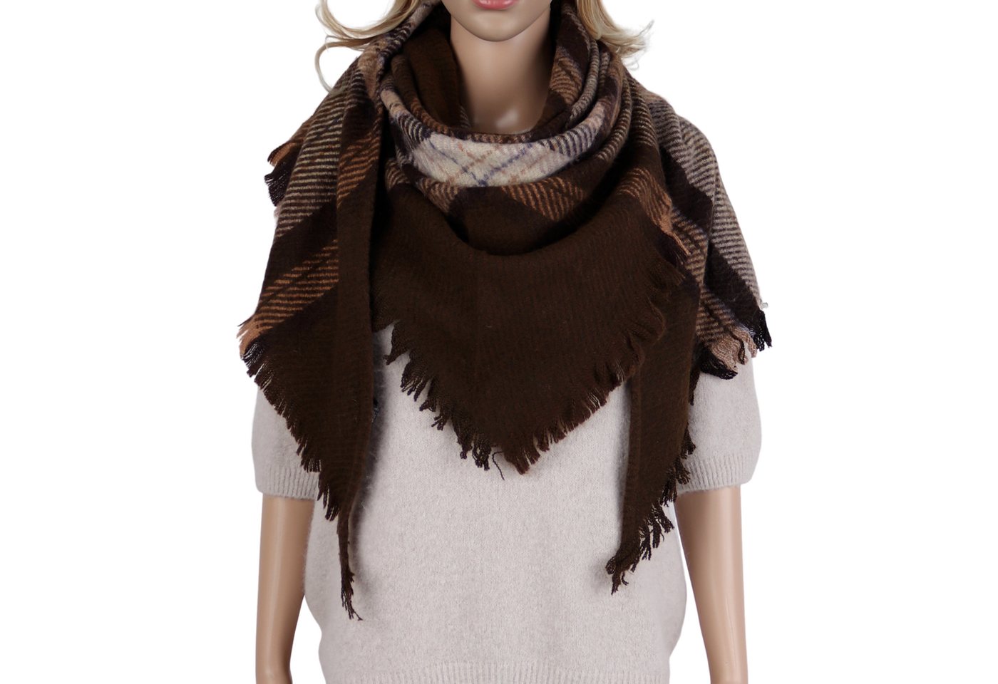 MIRROSI Dreieckstuch kuschliger und warmer Dreiecksschal Kariert Karo, (Kariert Muster, Neue Kollektion Herbst/Winter 2025), Trendiges Karo-Design, wärmend & weich XXL ca. 95x200cm von MIRROSI