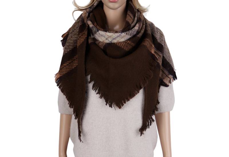 MIRROSI Dreieckstuch kuschliger und warmer Dreiecksschal Kariert Karo, (Kariert Muster, Neue Kollektion Herbst/Winter 2025), Trendiges Karo-Design, wärmend & weich XXL ca. 95x200cm von MIRROSI