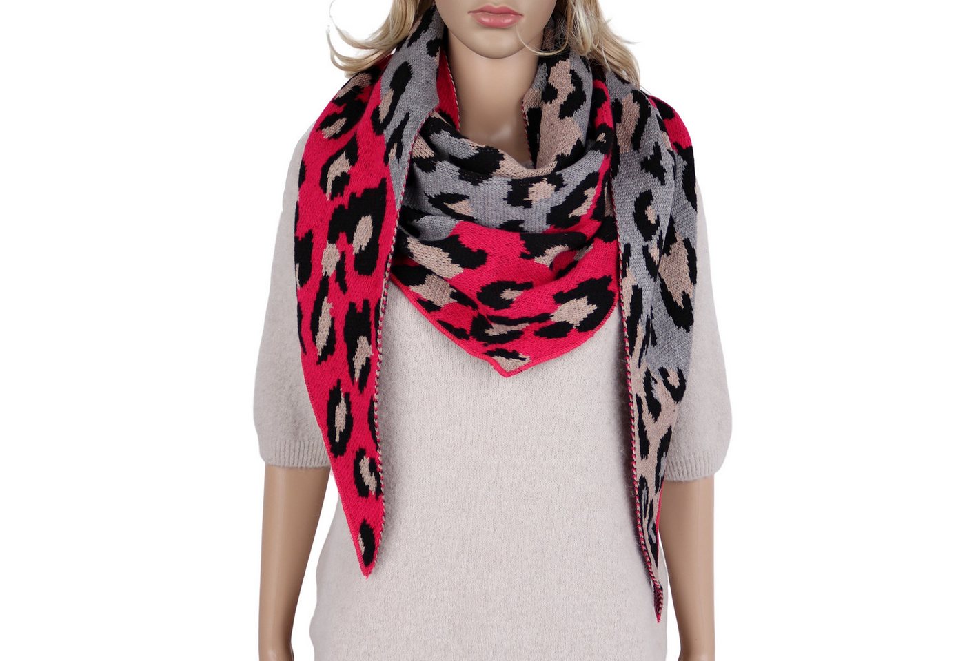 MIRROSI Dreieckstuch kuschliger und warmer Dreiecksschal Made in Italy, (Leo Muster, Neue Kollektion Herbst/Winter 2025), Trendiges LEO-Design, wärmend & weich ca. 75x180cm von MIRROSI