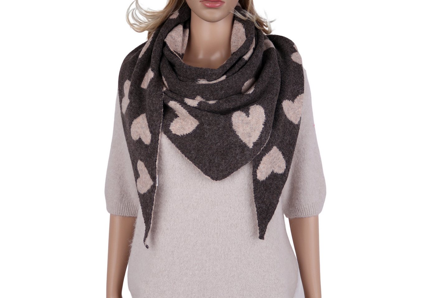 MIRROSI Dreieckstuch kuschliger und warmer Dreiecksschal ca.180x70 cm, (ca. 210 Gramm, Neue Kollektion Herbst/Winter 2025), Trendiges Herzen-Design, wärmend & weich von MIRROSI