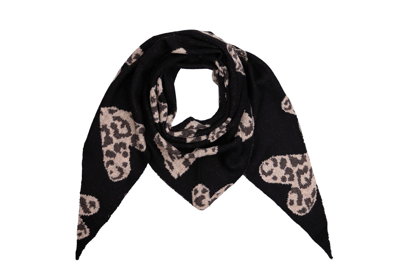 MIRROSI Dreieckstuch kuschliger und warmer Dreiecksschal ca.190x75 cm, (Leo Muster, Neue Kollektion Herbst/Winter 2025), Trendiges LEO-Herz Design, wärmend & weich von MIRROSI
