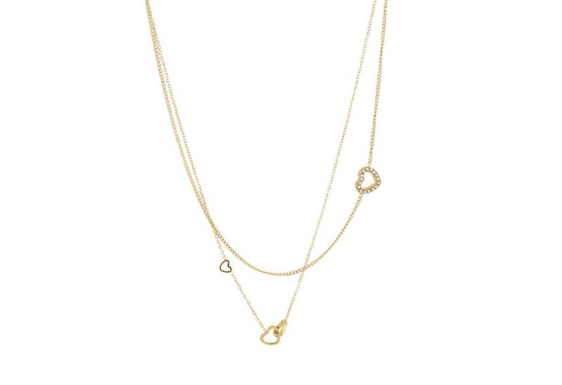 MIRROSI Edelstahlkette Damen Halskette Goldene oder silberne Farben 40+5cm Lang, Herzchen Herz Glücksblatt von MIRROSI