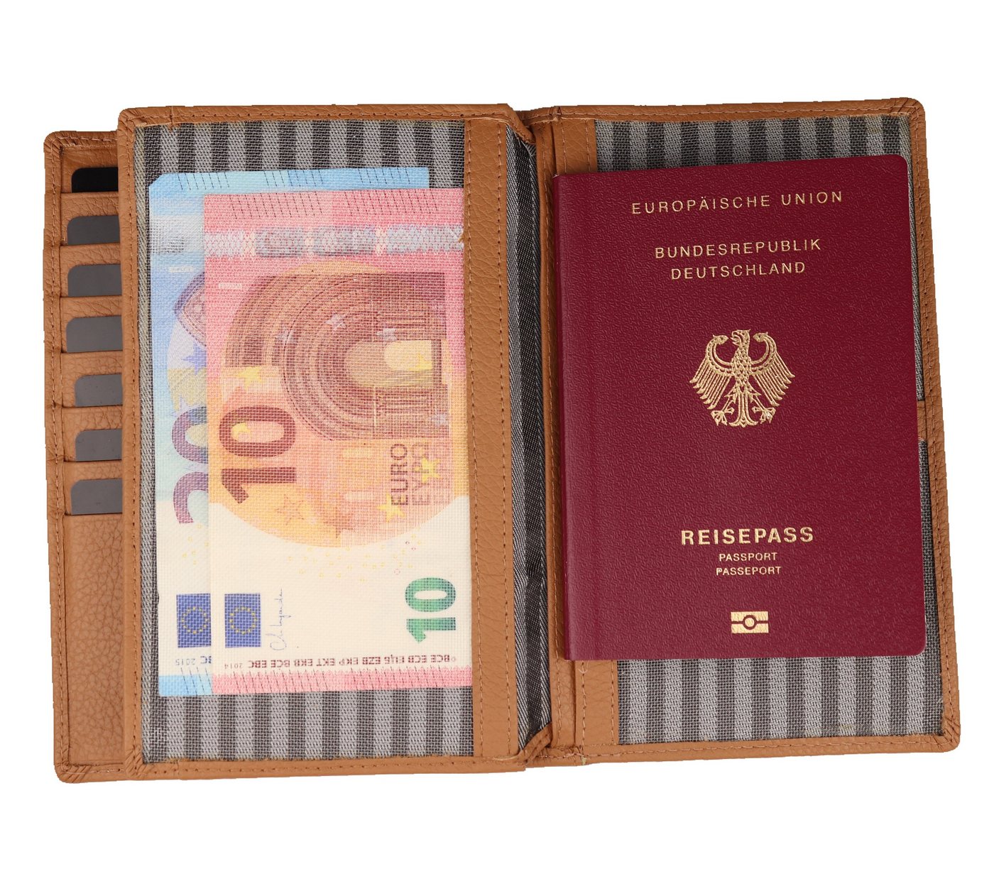 MIRROSI Etui Reisepasshülle aus Echtleder mit viel Platz Passhülle aus Echtleder Passport Reisepass Mappe Hülle, Organizer Reiseorganizer für Damen und Herren von MIRROSI