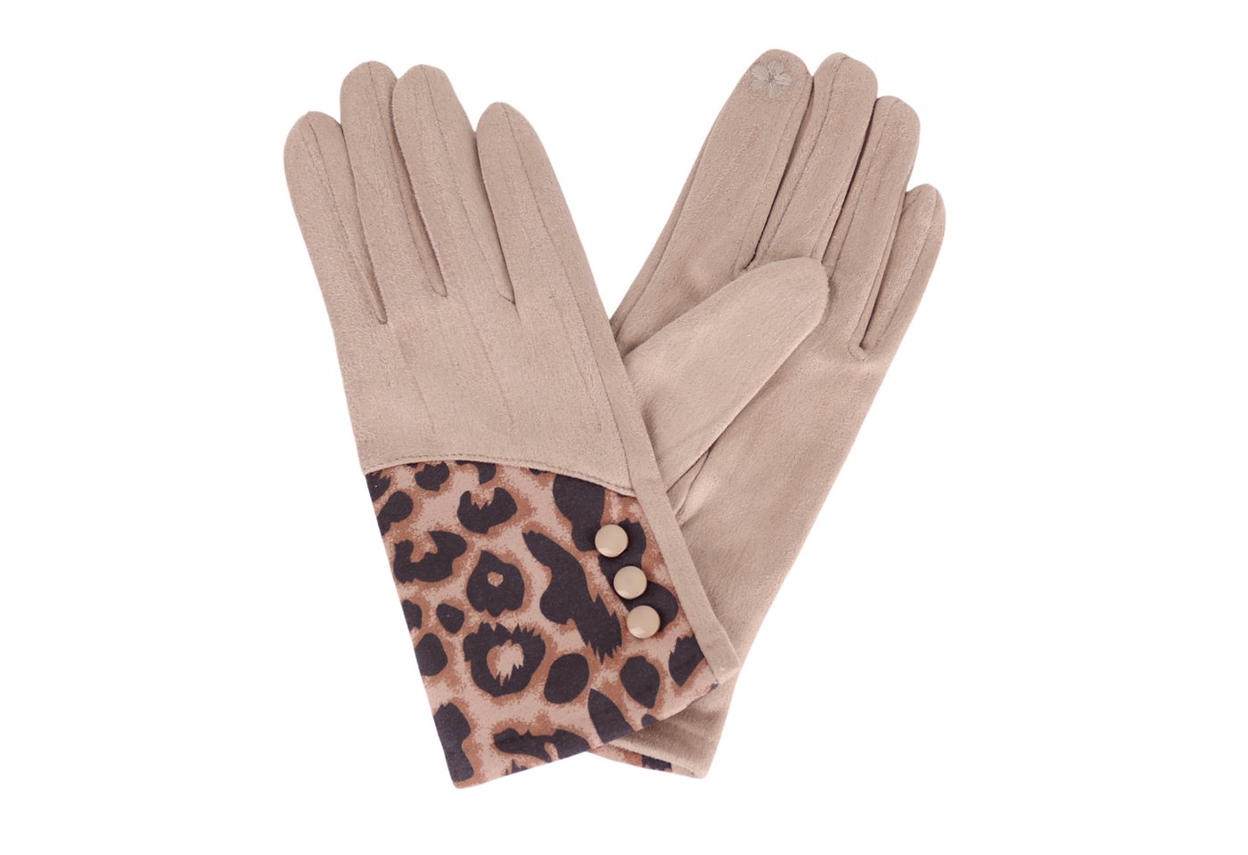 MIRROSI Fleecehandschuhe Damen Touchscreen Handschuhe gefüttert Warm ONESIZE (Leopard Leo Muster) aus Stoff sehr weich und warm ideal für Herbst oder Winter von MIRROSI
