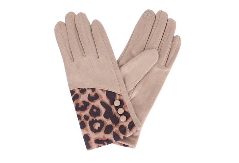 MIRROSI Fleecehandschuhe Damen Touchscreen Handschuhe gefüttert Warm ONESIZE (Leopard Leo Muster) aus Stoff sehr weich und warm ideal für Herbst oder Winter von MIRROSI