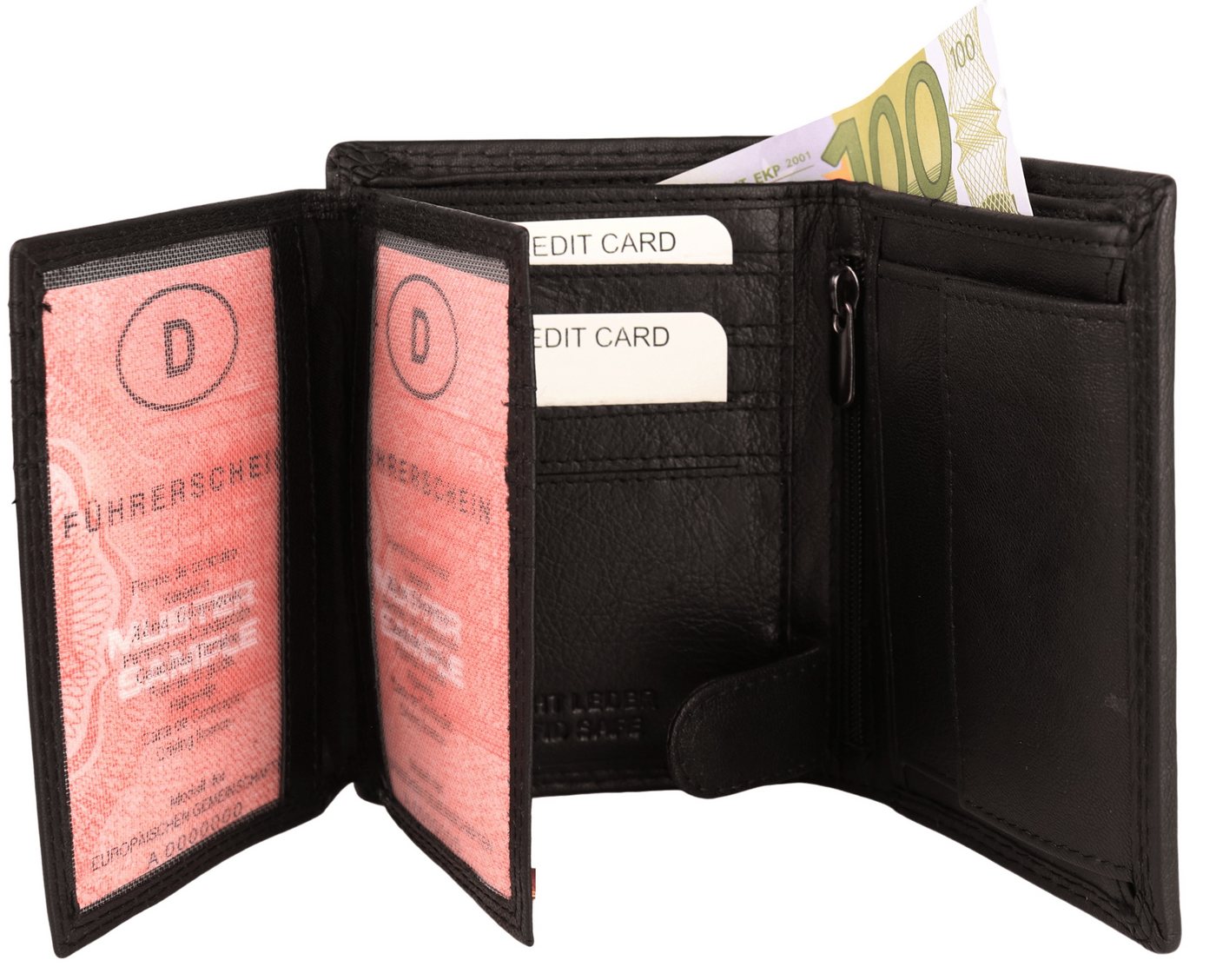 MIRROSI Geldbörse Klassik Herren aus weichem Nappaleder mit RFID-Schutz (Portemonnaie Echtleder mit 11 Kartenfächer, Münzfach, 12,5x10x2cm, Hochformat), Geldbeutel aus Echtleder von MIRROSI