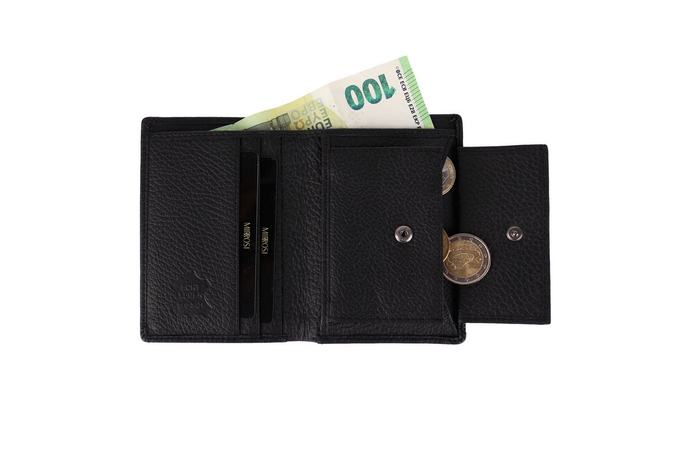 MIRROSI Kartenetui Mini-Geldbörse aus Echtleder, Geldbeutel mit Münzfach von MIRROSI
