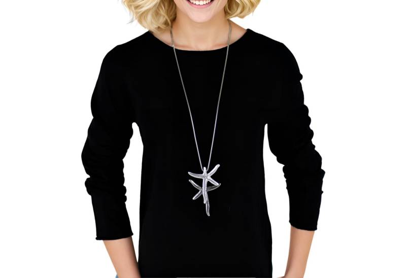 MIRROSI Lange Kette Damen Halskette mit elegantem Anhänger aus Metall ca.90cm lang (perfekt für Pullover, Bluse, Shirt) von MIRROSI