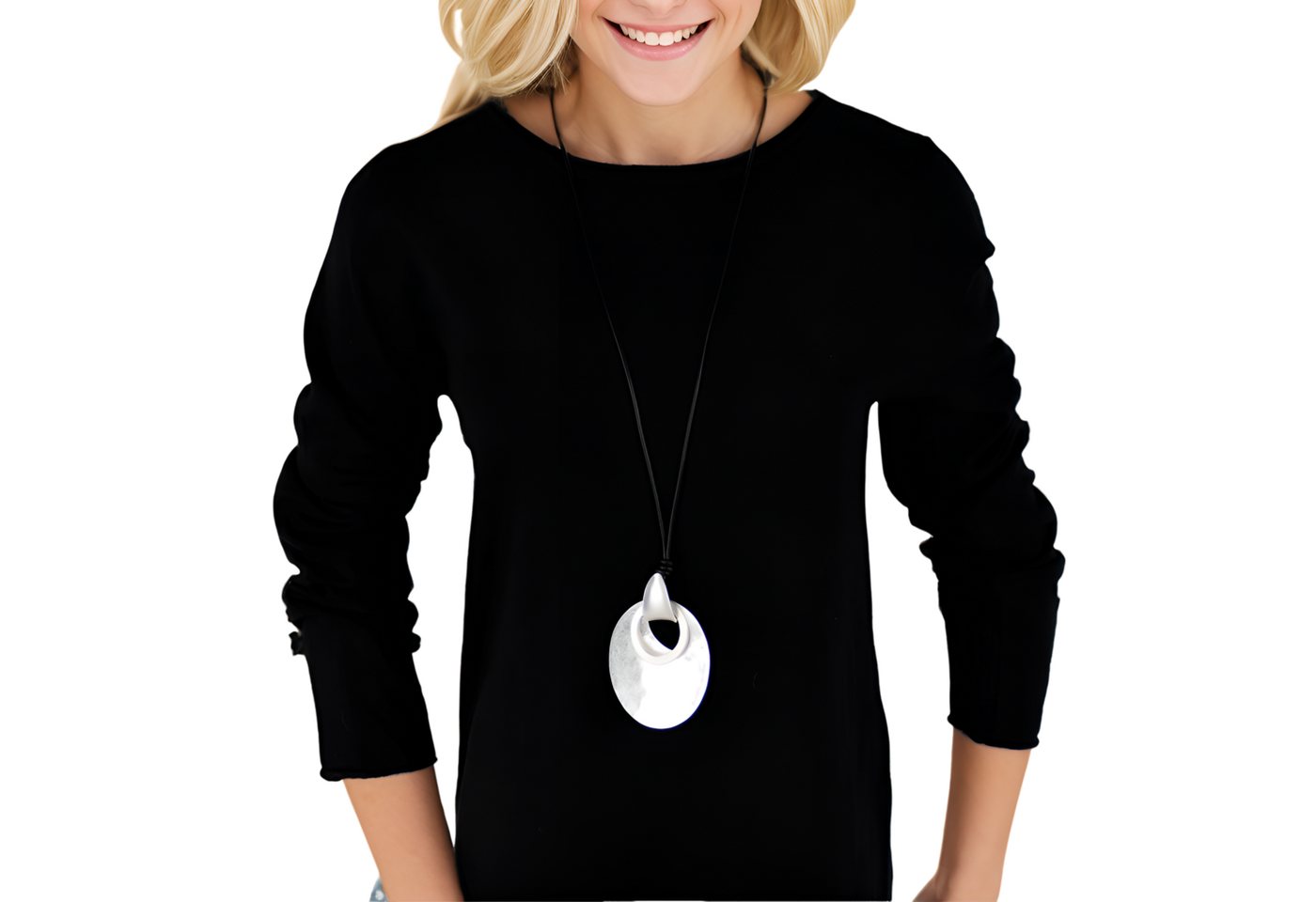 MIRROSI Lange Kette Damen Halskette mit elegantem Anhänger aus Metall ca.90cm lang (perfekt für Pullover, Bluse, Shirt) von MIRROSI