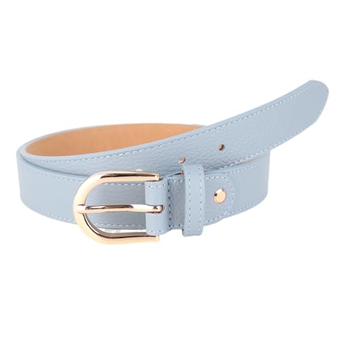 MIRROSI Ledergürtel Damen Herren Gürtel, Made in Italy, 3cm breit (Babyblau (Goldene Schnalle), 85cm) von MIRROSI