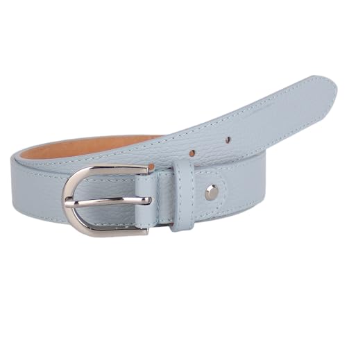 MIRROSI Ledergürtel Damen Herren Gürtel, Made in Italy, 3cm breit (Babyblau (Silberne Schnalle), 95cm) von MIRROSI