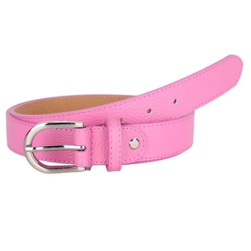 Ledergürtel Damen Herren Gürtel, Made in Italy, 3cm breit (Babyrosa (Silberne Schnalle), 95cm) von MIRROSI