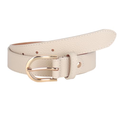 MIRROSI Ledergürtel Damen Herren Gürtel, Made in Italy, 3cm breit (Beige (Goldene Schnalle), 90cm) von MIRROSI
