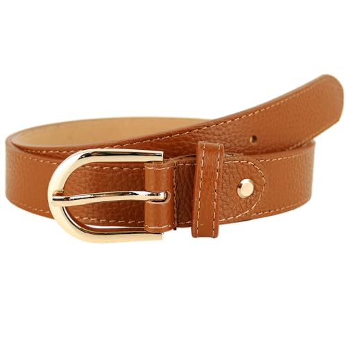 MIRROSI Ledergürtel Damen Herren Gürtel, Made in Italy, 3cm breit (Cognac (Goldene Schnalle), 95cm) von MIRROSI