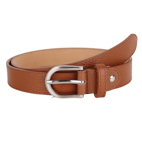 MIRROSI Ledergürtel Damen Herren Gürtel, Made in Italy, 3cm breit (Cognac (Silberne Schnalle), 85cm) von MIRROSI