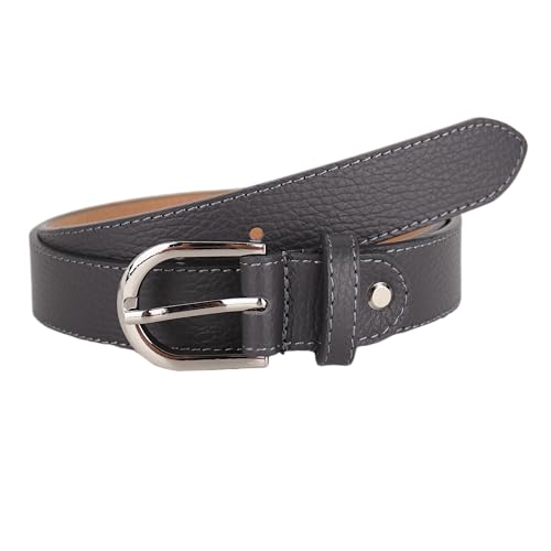 MIRROSI Ledergürtel Damen Herren Gürtel, Made in Italy, 3cm breit (Dunkelgrau (Silberne Schnalle), 100cm) von MIRROSI