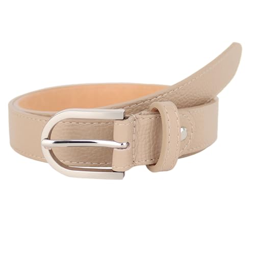 MIRROSI Ledergürtel Damen Herren Gürtel, Made in Italy, 3cm breit (Helltaupe (Silberne Schnalle), 90cm) von MIRROSI