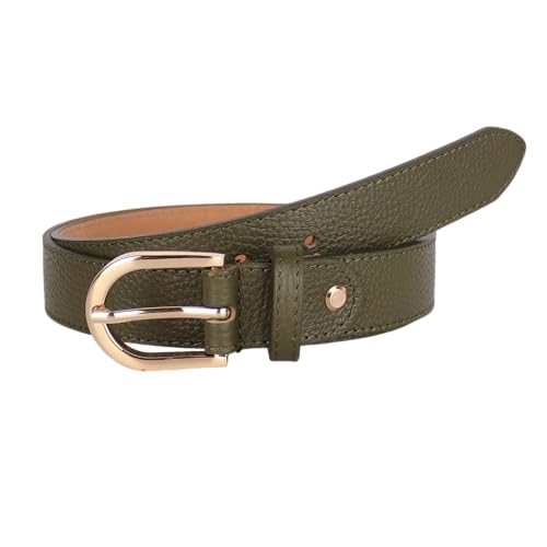 MIRROSI Ledergürtel Damen Herren Gürtel, Made in Italy, 3cm breit (Khakigrün (Goldene Schnalle), 100cm) von MIRROSI