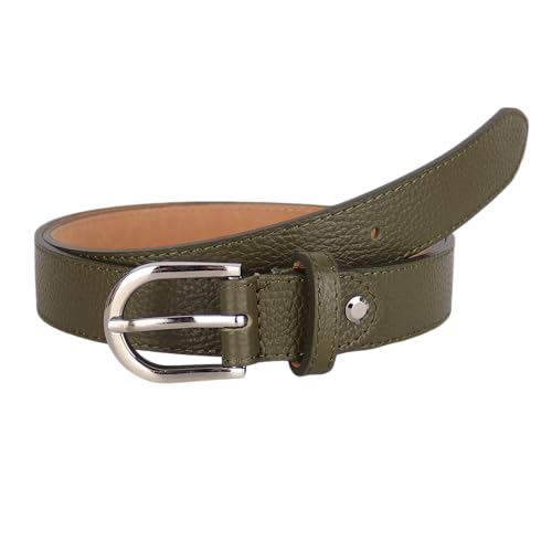 MIRROSI Ledergürtel Damen Herren Gürtel, Made in Italy, 3cm breit (Khakigrün (Silberne Schnalle), 100cm) von MIRROSI