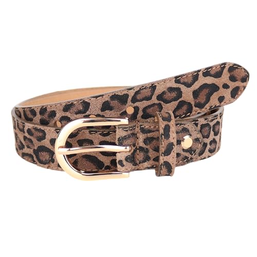 MIRROSI Ledergürtel Damen Herren Gürtel, Made in Italy, 3cm breit (Leo Coffee (Goldene Schnalle), 100cm) von MIRROSI