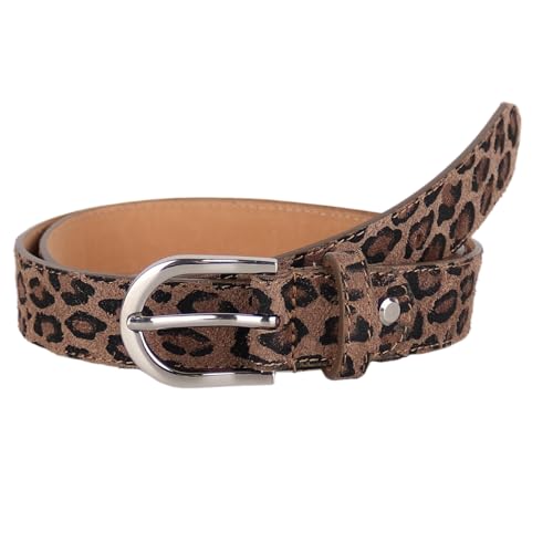 MIRROSI Ledergürtel Damen Herren Gürtel, Made in Italy, 3cm breit (Leo Coffee (Silberne Schnalle), 100cm) von MIRROSI