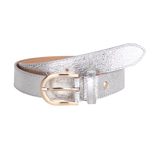 MIRROSI Ledergürtel Damen Herren Gürtel, Made in Italy, 3cm breit (Metalic Silber (Goldene Schnalle), 100cm) von MIRROSI