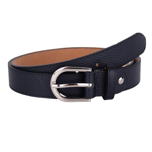MIRROSI Ledergürtel Damen Herren Gürtel, Made in Italy, 3cm breit (Navy (Silberne Schnalle), 85cm) von MIRROSI