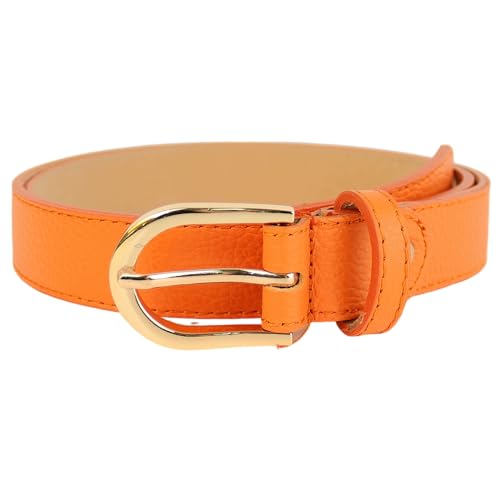 MIRROSI Ledergürtel Damen Herren Gürtel, Made in Italy, 3cm breit (Orange (Goldene Schnalle), 85cm) von MIRROSI