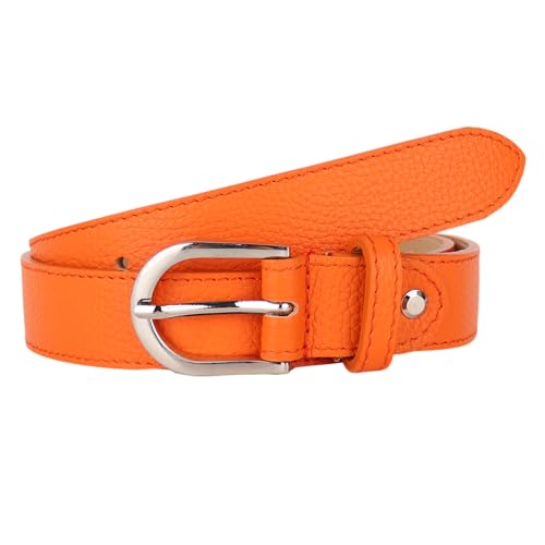 MIRROSI Ledergürtel Damen Herren Gürtel, Made in Italy, 3cm breit (Orange (Silberne Schnalle), 100cm) von MIRROSI