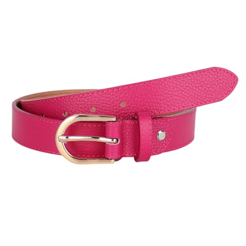 MIRROSI Ledergürtel Damen Herren Gürtel, Made in Italy, 3cm breit (Pink (Goldene Schnalle), 90cm) von MIRROSI