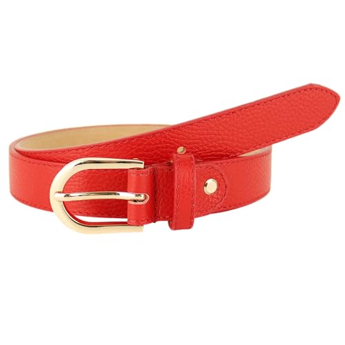 MIRROSI Ledergürtel Damen Herren Gürtel, Made in Italy, 3cm breit (Rot (Goldene Schnalle), 100cm) von MIRROSI