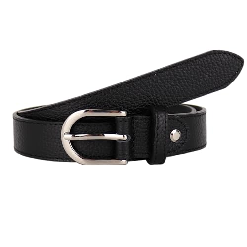 MIRROSI Ledergürtel Damen Herren Gürtel, Made in Italy, 3cm breit (Schwarz (Silberne Schnalle), 95cm) von MIRROSI