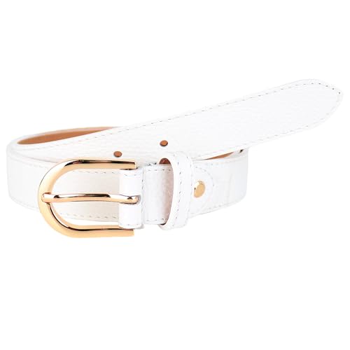 MIRROSI Ledergürtel Damen Herren Gürtel, Made in Italy, 3cm breit (Weiß (Goldene Schnalle), 100cm) von MIRROSI