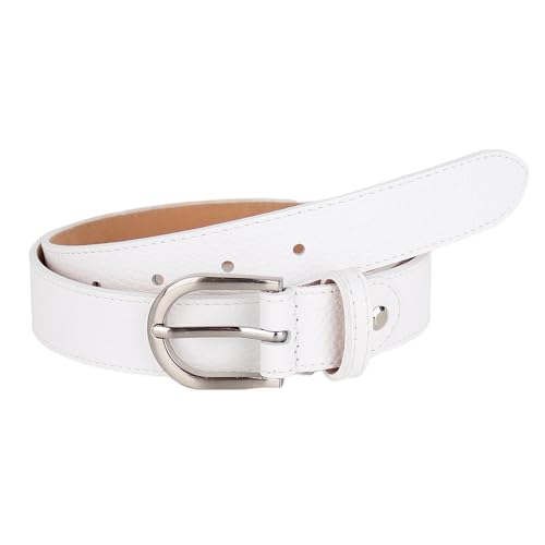 MIRROSI Ledergürtel Damen Herren Gürtel, Made in Italy, 3cm breit (Weiß (Silberne Schnalle), 100cm) von MIRROSI
