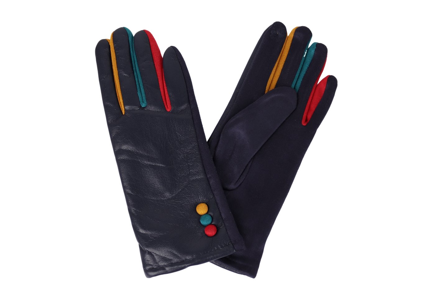MIRROSI Lederhandschuhe Damen Touchscreen Handschuhe gefüttert Warm ONESIZE (Bunt Dezent) aus Veganleder sehr weich und warm ideal für Herbst oder Winter von MIRROSI