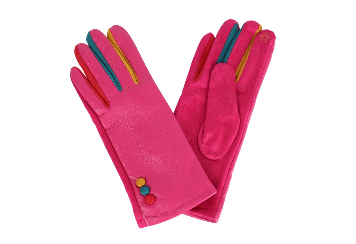 MIRROSI Lederhandschuhe Damen Touchscreen Handschuhe gefüttert Warm ONESIZE (Bunt Dezent) aus Veganleder sehr weich und warm ideal für Herbst oder Winter von MIRROSI