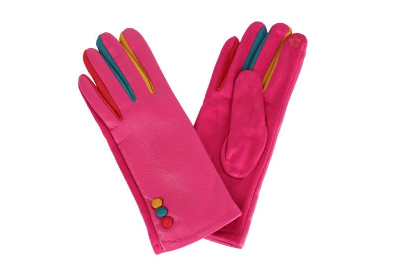 MIRROSI Lederhandschuhe Damen Touchscreen Handschuhe gefüttert Warm ONESIZE (Bunt Dezent) aus Veganleder sehr weich und warm ideal für Herbst oder Winter von MIRROSI