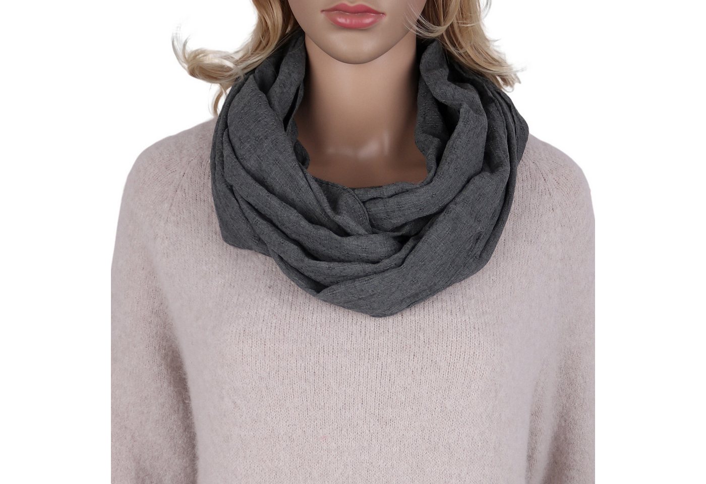 MIRROSI Loop Damen Schal Unifarbe mit Lochmuster Weich aus 100% Baumwolle, (ca. 160x44cm Zweimal um den Hals wickelbar) von MIRROSI