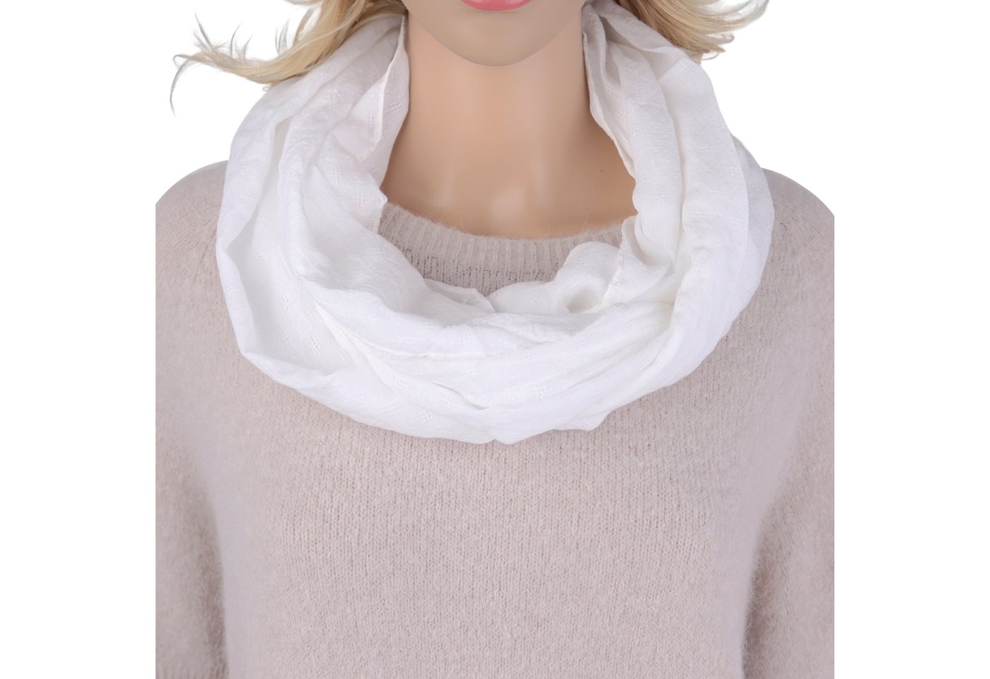 MIRROSI Loop Damen Schal Unifarbe mit Lochmuster Weich aus 100% Baumwolle, (ca. 160x44cm Zweimal um den Hals wickelbar) von MIRROSI
