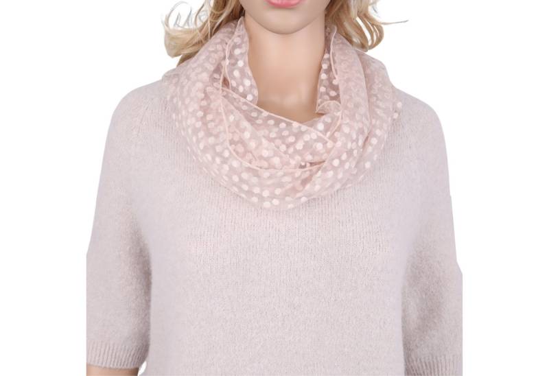 MIRROSI Loop Damen Schal Unifarbe mit Punktenmuster HALBTRANSPARENT, (ca. 150x35cm Zweimal um den Hals wickelbar) von MIRROSI