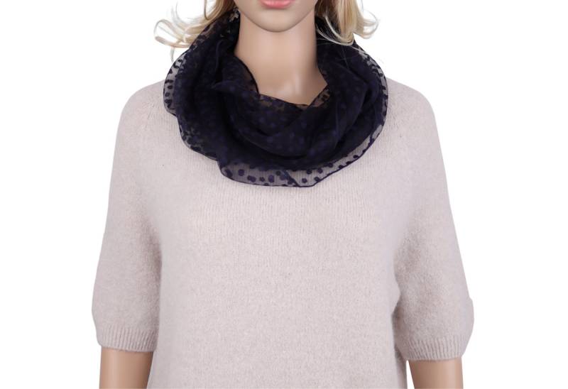 MIRROSI Loop Damen Schal Unifarbe mit Punktenmuster HALBTRANSPARENT, (ca. 150x35cm Zweimal um den Hals wickelbar) von MIRROSI