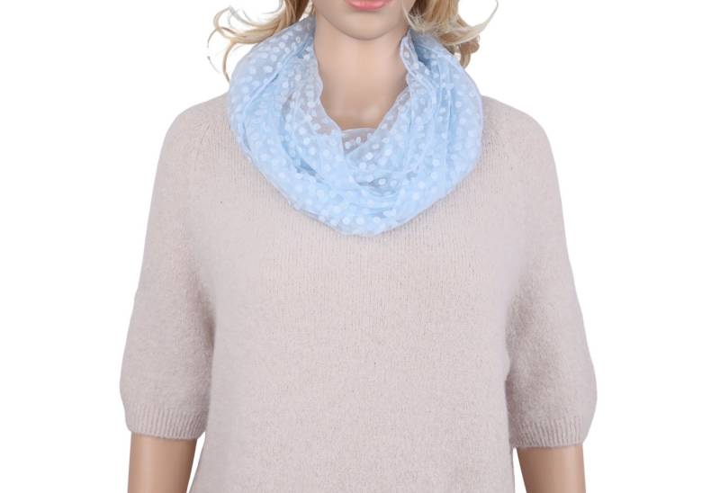 MIRROSI Loop Damen Schal Unifarbe mit Punktenmuster HALBTRANSPARENT, (ca. 150x35cm Zweimal um den Hals wickelbar) von MIRROSI