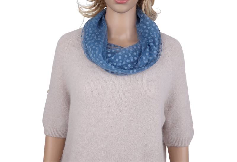 MIRROSI Loop Damen Schal Unifarbe mit Punktenmuster HALBTRANSPARENT, (ca. 150x35cm Zweimal um den Hals wickelbar) von MIRROSI