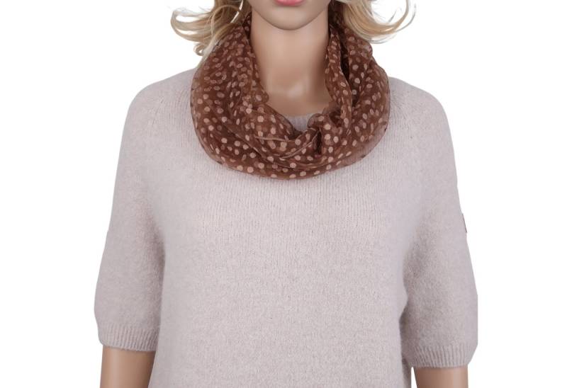 MIRROSI Loop Damen Schal Unifarbe mit Punktenmuster HALBTRANSPARENT, (ca. 150x35cm Zweimal um den Hals wickelbar) von MIRROSI