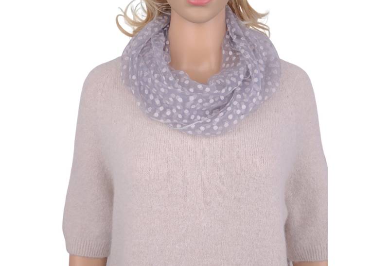 MIRROSI Loop Damen Schal Unifarbe mit Punktenmuster HALBTRANSPARENT, (ca. 150x35cm Zweimal um den Hals wickelbar) von MIRROSI