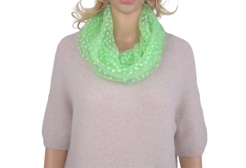 MIRROSI Loop Damen Schal Unifarbe mit Punktenmuster HALBTRANSPARENT, (ca. 150x35cm Zweimal um den Hals wickelbar) von MIRROSI