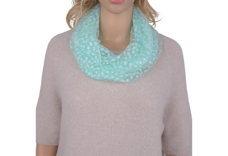 MIRROSI Loop Damen Schal Unifarbe mit Punktenmuster HALBTRANSPARENT, (ca. 150x35cm Zweimal um den Hals wickelbar) von MIRROSI