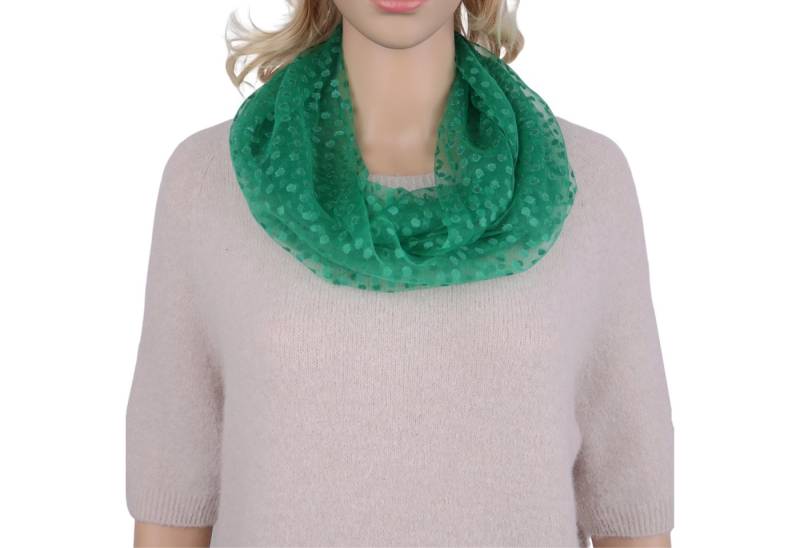 MIRROSI Loop Damen Schal Unifarbe mit Punktenmuster HALBTRANSPARENT, (ca. 150x35cm Zweimal um den Hals wickelbar) von MIRROSI