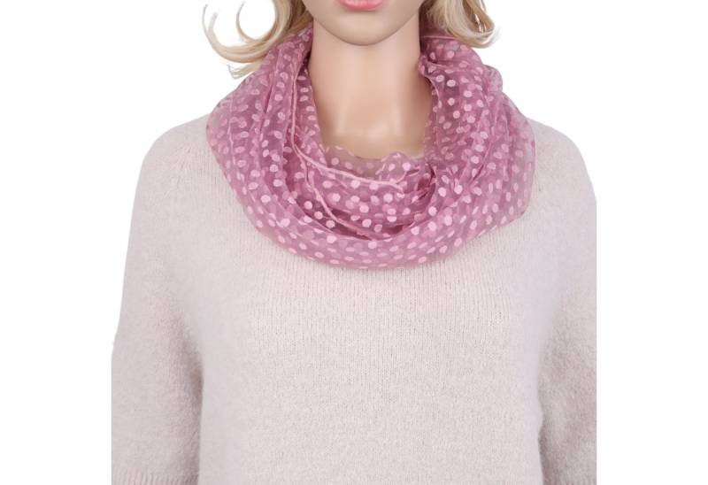 MIRROSI Loop Damen Schal Unifarbe mit Punktenmuster HALBTRANSPARENT, (ca. 150x35cm Zweimal um den Hals wickelbar) von MIRROSI